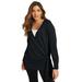 Plus Size Women's Touch of Cashmere Wrap-Front Cardigan by June+Vie in Black (Size 26/28)