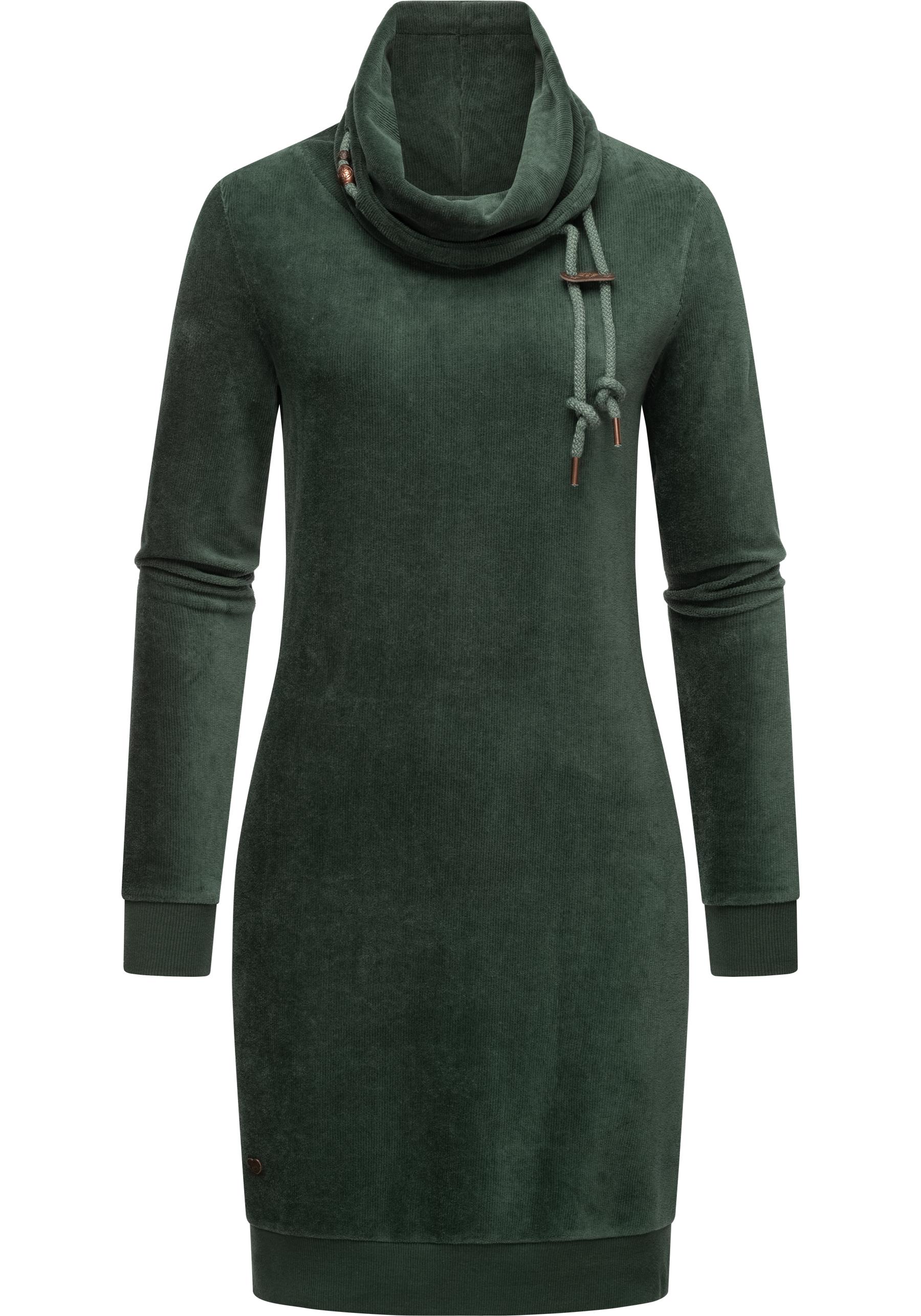 Sweatkleid RAGWEAR "Chloe Velvet", Damen, Gr. M38, Normalgrößen, grün (apfelgrün), Samt, 62% Baumwolle, 35% Polyester, 3% Elastan, tailliert ca. Mitte Oberschenkel, hoch geschlossener Ausschnitt, Ärmel ohne Ärmelschlitz Rippstrickbündchen, Kleider,... Image