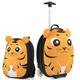 Maxmass 2PCS Kids Luggage Set, Hand Shell Children Trolley Suitcase with 3-Level Telescoping Handle & Backpack, Carry-on Case for Travel School Boys Girls (16’’ +12’’, Orange Tiger)
