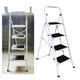 4 Step Ladder Folding, Portable Safety 4 Step Stool, 4 Treads Stepladder with Handrail, Anti-Slip, Heavy Duty Metal, for Home/Kitchen/Garage/Painting/Decorating/Housework