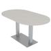 Skutchi Designs, Inc. Small 6 Person Racetrack Conference Table w/ Double Base Wood/Metal in Gray | 29 H x 59.5 W x 33.5 D in | Wayfair