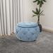 Latitude Run® 27.6" Wide Tufted Round Storage Ottoman Polyester/Scratch/Tear Resistant/Stain Resistant in Blue | 17.8 H x 27.6 W x 27.6 D in | Wayfair