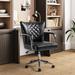 Wade Logan® Avelie Faux Leather Adjustment Height Tilting Task Chair Upholstered in Gray/Brown | 37 H x 23 W x 28 D in | Wayfair