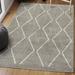 White 60 x 36 x 1.37 in Area Rug - Foundry Select Rectangle Saross Geometric Machine Woven Shag Area Rug in Gray/Ivory | Wayfair
