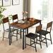 17 Stories Holford 47"L Dining Room Table w/ PU Leather Chairs, Dining Table, 5-Piece Dinette Set Wood/Upholstered/Metal in Brown | Wayfair