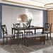 Gracie Oaks Modern Classic Dining Set w/ One Dining Table, Four Dining Chairs & One Bench Wood/Upholstered in Brown | Wayfair