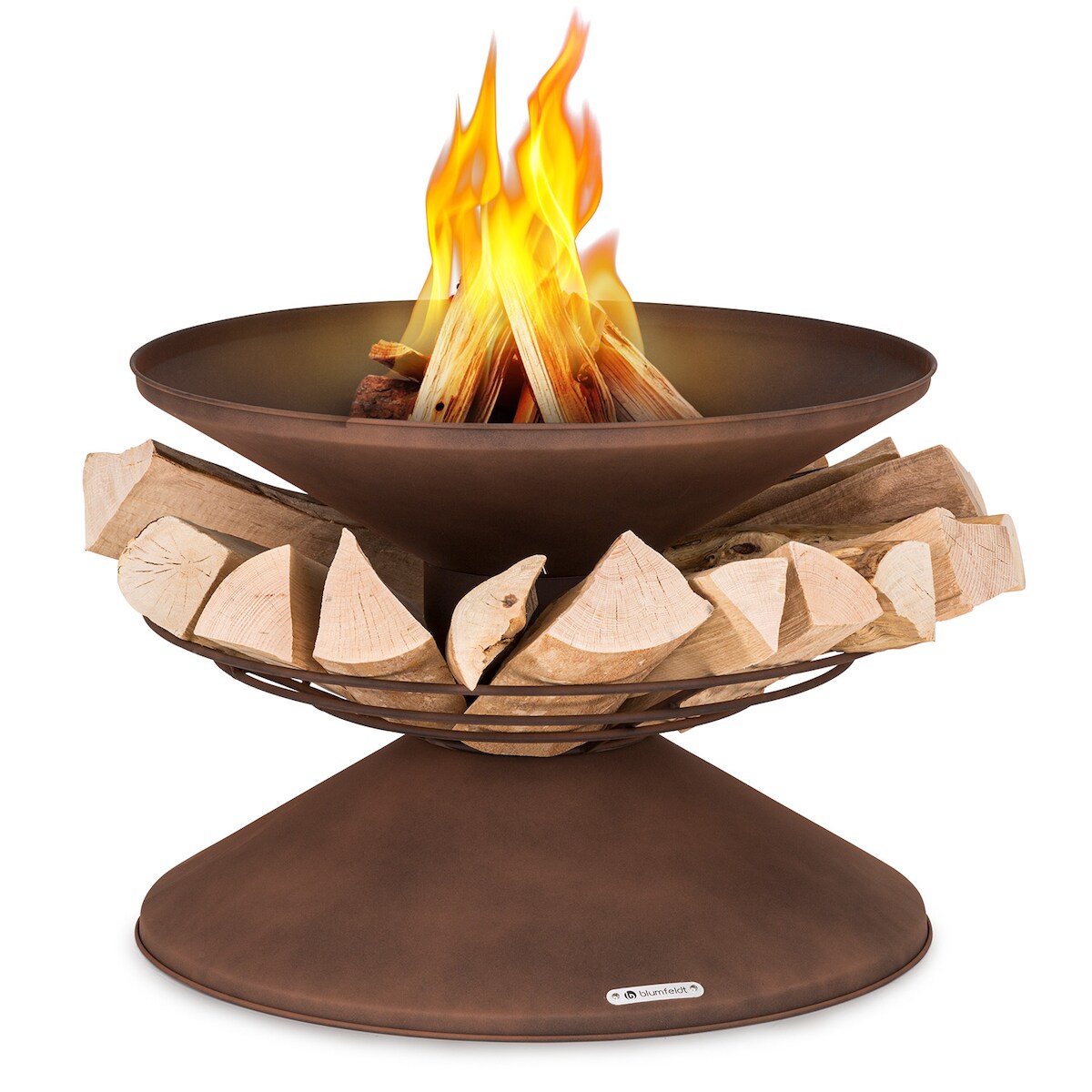Blumfeldt Aguilera Feuerschale mit Grill Ø 65 cm Holzlager Stahl Rost Image