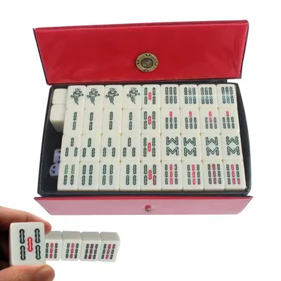 Mini jeu de Mahjong traditionnel chinois 144 pièces avec dés pour fête en famille pour 4