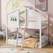 Twin over Twin House Bunk Bed with Ladder, Wood Bed