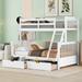 Twin-over-Full Wood Bunk Bed with Ladders and Two Storage Drawers, Full-Length Guardrail Top Bunk & Headboard Included