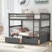 Full over Full Bunk Bed Wood Frame Bed with Two Storage Drawers, Convertible Two Beds, Full-Length Guardrail Top Bunk