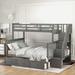 Twin-over-Full Bunk Bed with Storage Drawer and Storage Stairway with Headboard & Footboard, Full-Length Guardrail Top Bunk