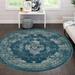 Traditional Hadeya Collection Area Rug Navy Blue - 7 10 Round