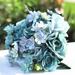 Enova Home Sky Blue Artificial Silk Roses and Mixed Fake Flowers Bouquet Set of 2 for Home Office Wedding Decoration - Sky Blue