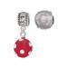 Silvertone 3-D Frosted Red Resin Ornament with Crystals 13.1 Half Marathon Run She Believed She Could Charm Beads (Set of 2)