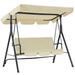 YODOLLA 3-Seat Outdoor Steel Porch Swing with Canopy Swing Glider-Beige Free Standing Porch Swing