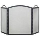 3 Fold Arched Wrought Iron Screen Black