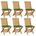 ikayaa Patio Chairs with Green Cushions 6 pcs Solid Teak Wood