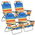 2 or 4-Pack Folding Beach Chair 5-Position Outdoor Reclining Chairs 4 PCS Yellow