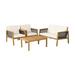 4 PCS Outdoor Acacia Wood Furniture Set Patio Conversation Set Beige