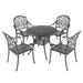 5pcs Outdoor Furniture All-Weather Cast Aluminum Dining Table Set Bronze