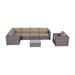 Living Source International LSI 7 Piece Rattan Sunbrella Sectional Seating Group with Cushions Brown Frame - Beige Cushion