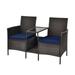 Outdoor Furniture Set Rattan Conversation Set with CoffeeTable Navy