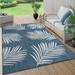 World Rug Gallery Contemporary Palm Leaves Textured Flat Weave Indoor/Outdoor Area Rug 7 10 X10 - Navy