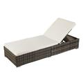 Outdoor Single Wicker Adjustable Chaise Lounge Chair Grey