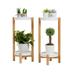 FATIVO Corner 2-Tier Bamboo Plant Stand Flower Pot Nordic Style White Shelves Pack of 2