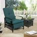 SUNCROWN Patio Recliner Outdoor Adjustable Lounge Chair Set with Table Blue