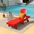 Polytrends Laguna All Weather Poly Pool Outdoor Chaise Lounge - with Wheels Red