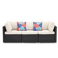 Zenova 7/3 Pieces Outdoor Patio Rattan Wicker Sectional Sofa Sets With Pillows And Cushions 3-Piece-White 3-Piece 2