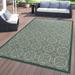 World Rug Gallery Transitional Floral Circles Textured Flat Weave Indoor/Outdoor Area Rug Green - 5 X 7
