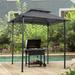 WELLFOR Outdoor 8 x 5 Ft Double Tier Soft Top Grill Gazebo Canopy And Steel Frame with Hook and Bar Counters Grey