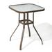Crestlive Products Metal & Glass Patio Bistro Dining Table with Umbrella Hole in Brown