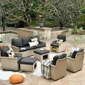 OVIOS 7-piece Patio Pet-Friendly Wicker Multi-function Furniture Black