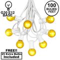 100 Foot G30 Outdoor Patio String Lights with 125 Yellow Globe Bulbs â€“ Indoor Outdoor String Lights â€“ Market Bistro CafÃ© Hanging String Lights â€“ C7/E12 Base - White Wire