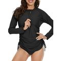 Women s Rash Guard Long Sleeve Swimsuits Top UV UPF 50+ Sun Protection Rashguard Half Zipper Swim Shirt Side Adjustable Wetsuit Black Small