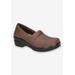 Wide Width Women's Lyndee Slip-Ons by Easy Works by Easy Street® in Brown Matte (Size 9 W)