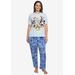 Plus Size Women's Mickey Mouse & Friends T-Shirt & Plush Pajama Pants by Disney in Gray (Size 5X (30-32))