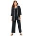Plus Size Women's Beaded 3-Piece Cardigan Pant set by Catherines in Black (Size 16 W)