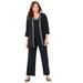 Plus Size Women's Beaded 3-Piece Cardigan Pant set by Catherines in Black (Size 18 W)