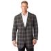 Men's Big & Tall Ponte stretch knit blazer by KingSize in Grey Plaid (Size 50)