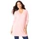 Plus Size Women's CashMORE Collection V-Neck Sweater by Roaman's in Soft Blush (Size 30/32)