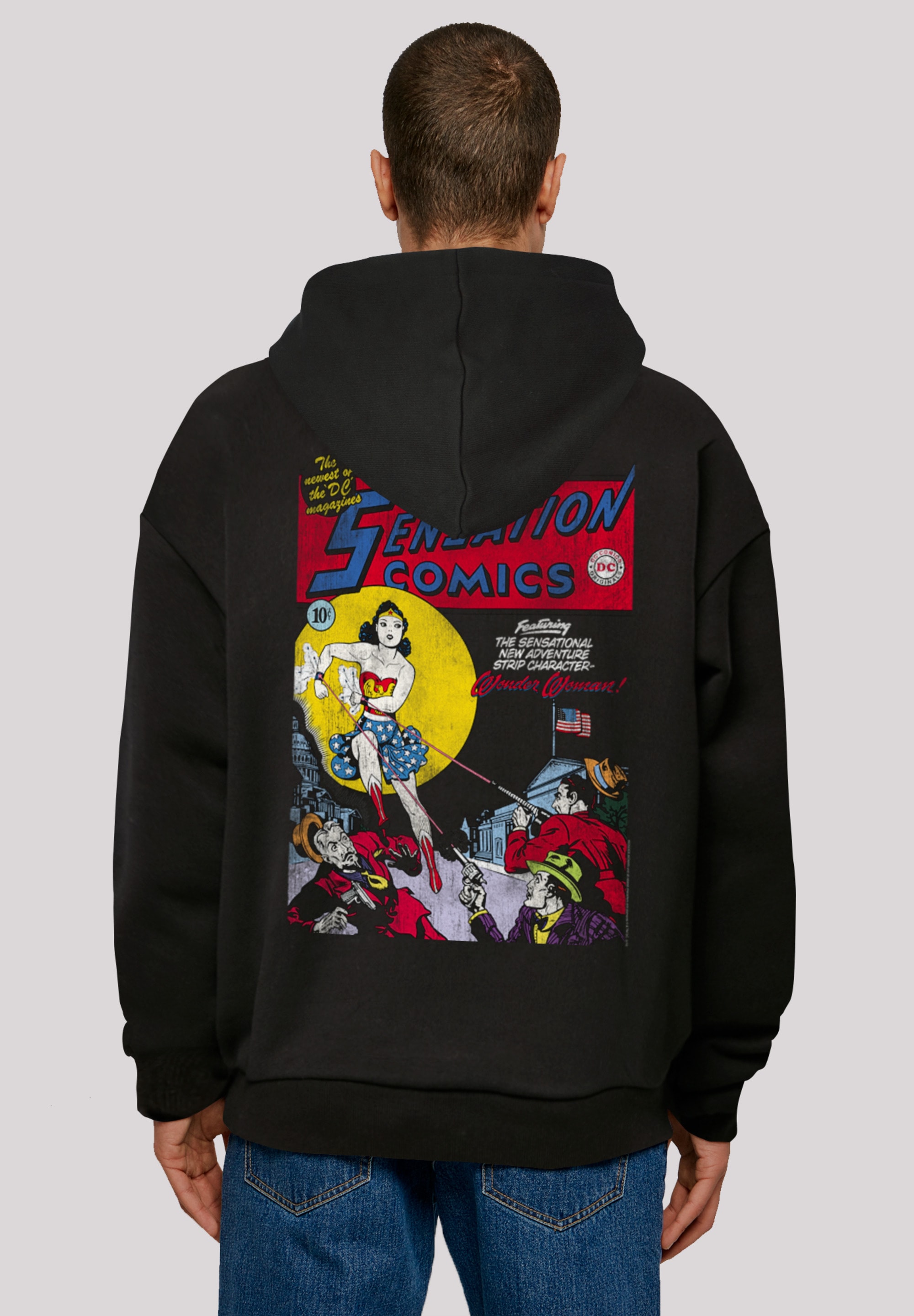 Kapuzenpullover F4NT4STIC "Wonder Woman Sensation Comics Issue 1", Herren, Gr. S, schwarz, Obermaterial: 100% Baumwolle, oversize, Pullover, Print Image