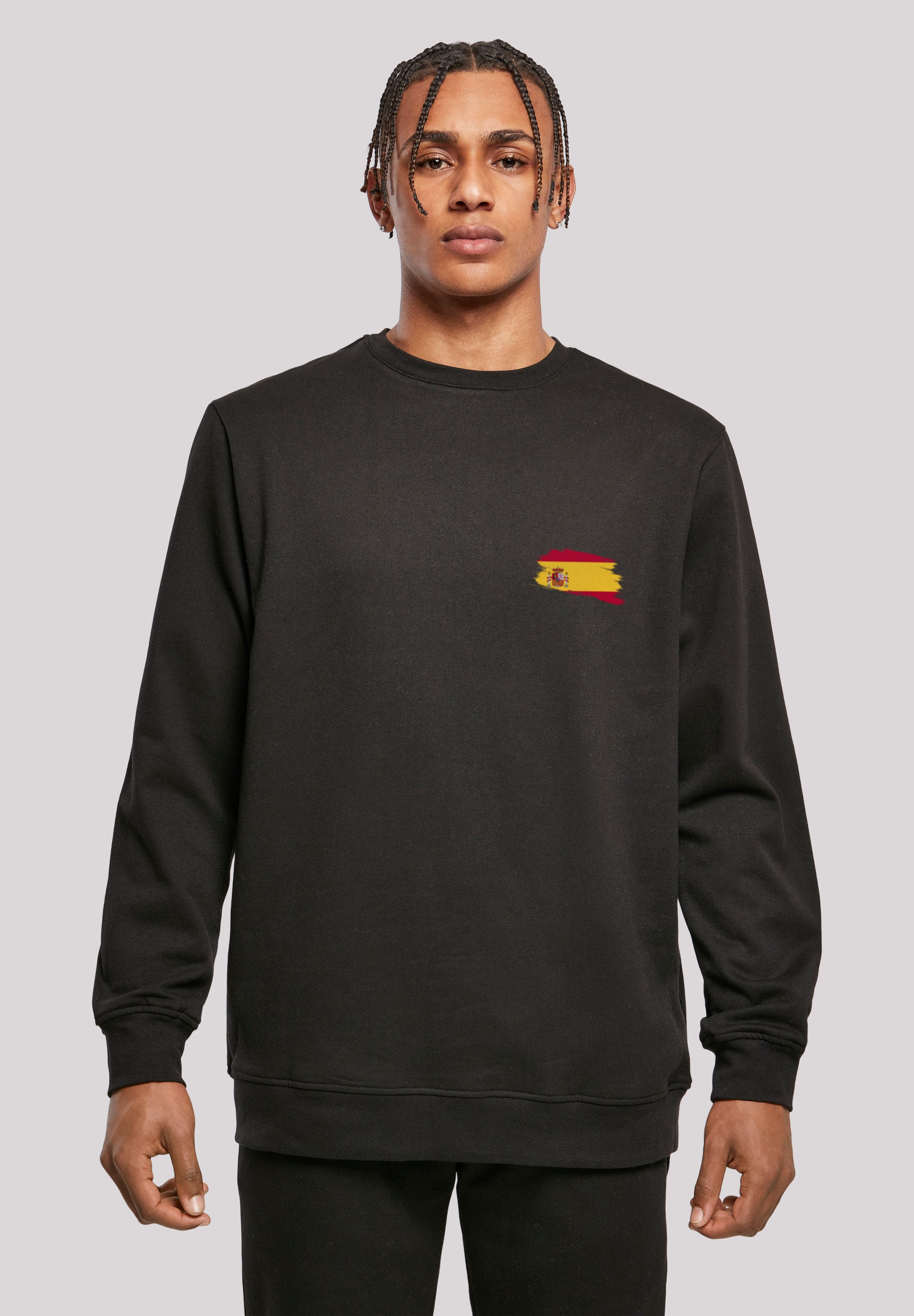 Kapuzenpullover F4NT4STIC "Spain Spanien Flagge", Herren, Gr. XS, schwarz, Obermaterial: 50% Baumwolle, 50% Polyester, relaxed fit, Rundhals, Pullover, Print Image