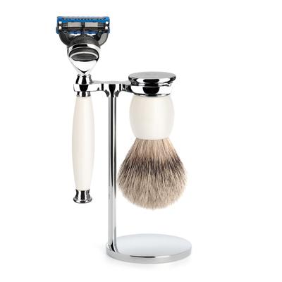 Mühle SOPHIST 3-tlg. Silberspitz Rasier-Set weißes Porzellan Herren Image