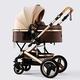 2 in 1 Convertible Baby Pram Stroller Bassinet Stroller,Shock-Resistant Luxury Pram Stroller for Newborn and Toddler,High Landscape Seat Baby Buggy (Color : Brown)