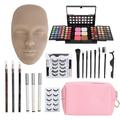 Sonew 3D Makeup Mannequin Practice Face Kit, Reusable Professional Silicone Makeup Mannequin Face Make Up Practice Face Kit, for Beginners (Dark Skin Color)